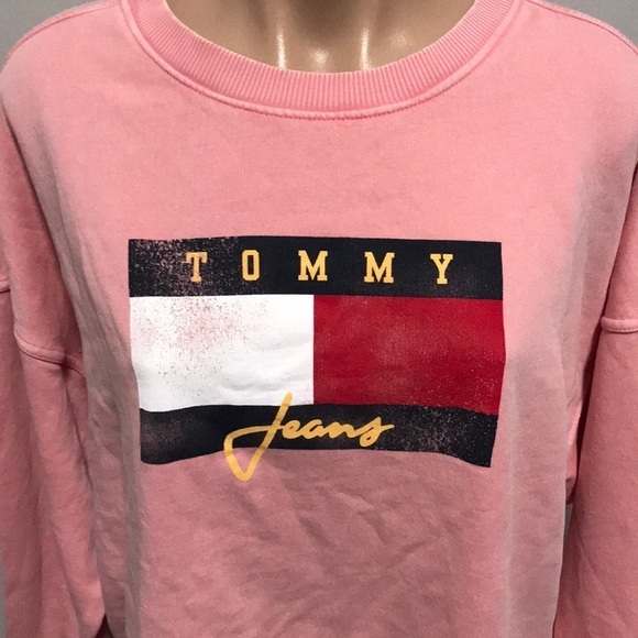 Tommy Jeans Logo Sweatshirt Pink Crew Hilfiger - Picture 2 of 5